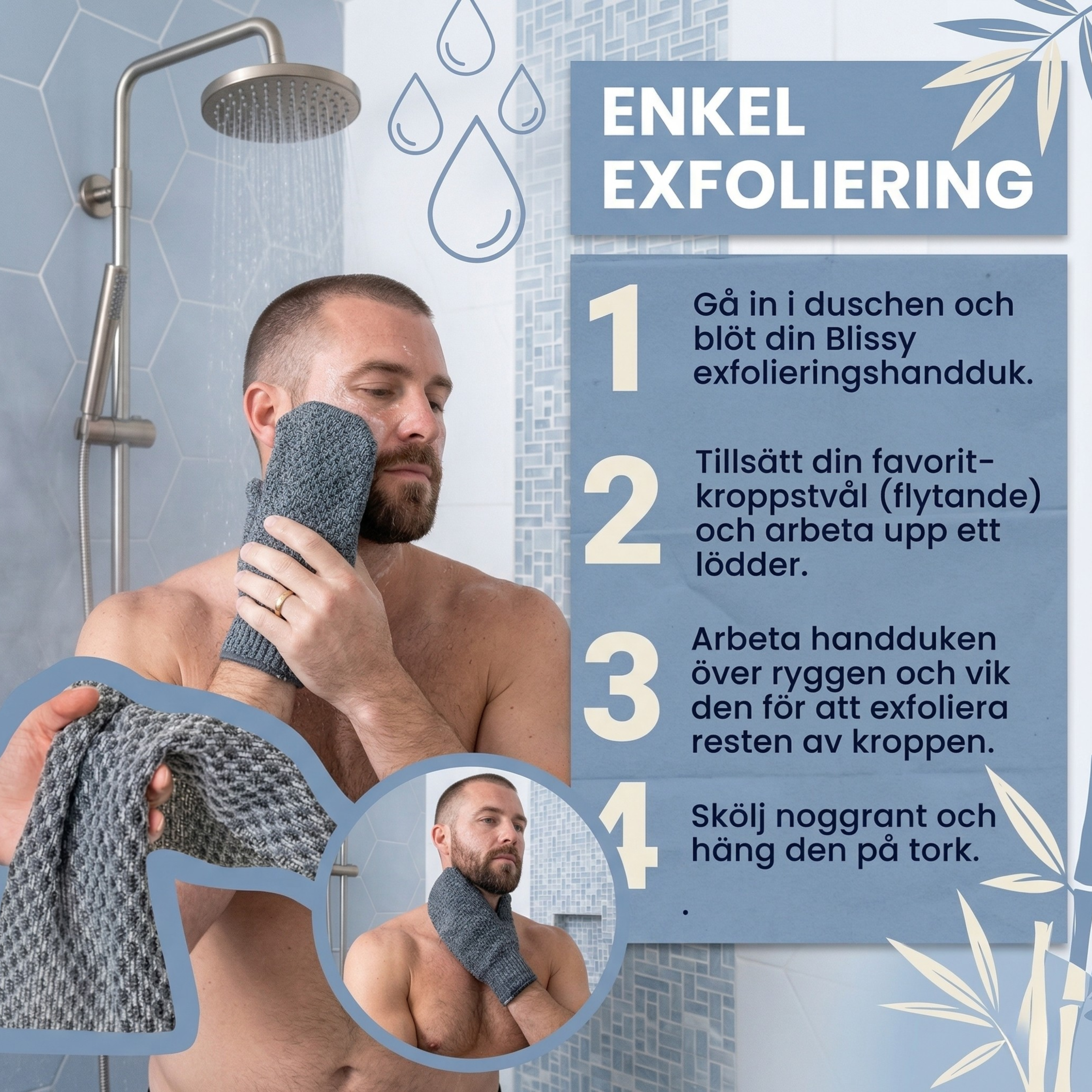 Exfolierande Antibakteriell Duschhandduk