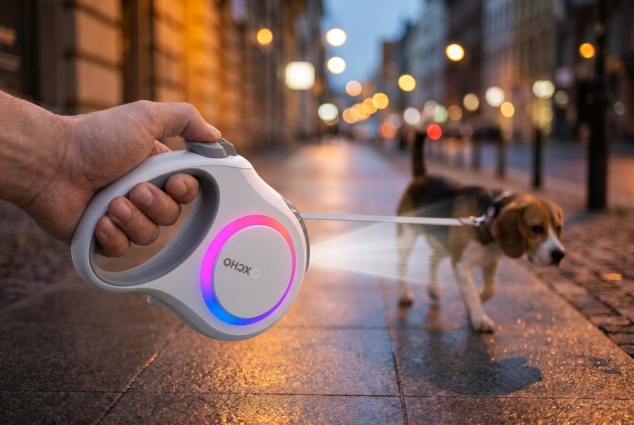 A smarter leash for safer night walks.